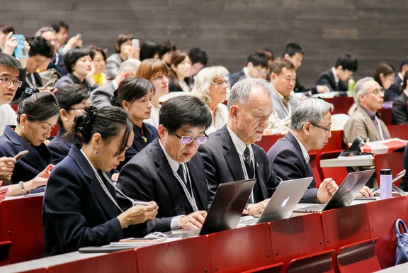 The audience is very focused. 